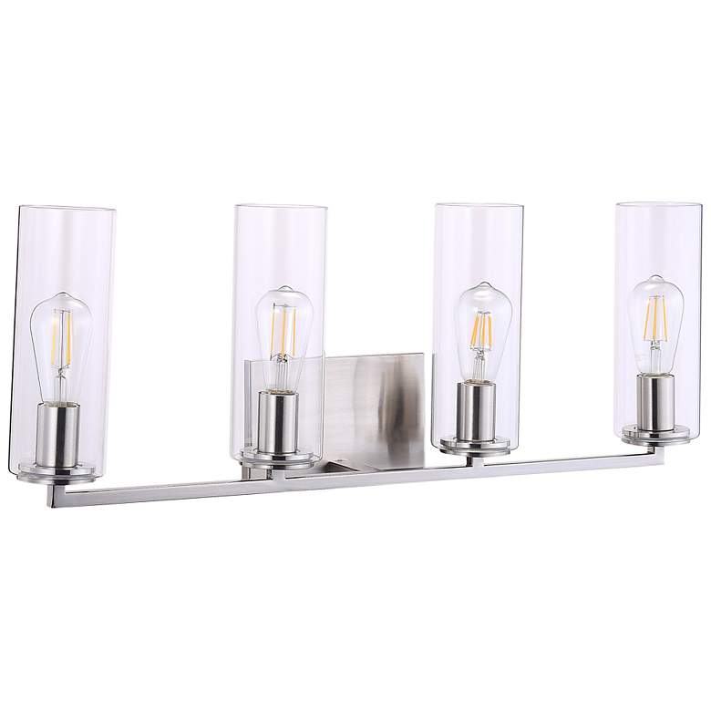 Image 1 Acacia 33 3/4 inch Wide Brushed Nickel Metal 4-Light Bath Light