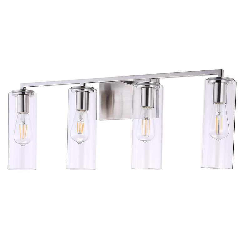 Image 3 Acacia 33 3/4 inch Wide Brushed Nickel Metal 4-Light Bath Light more views