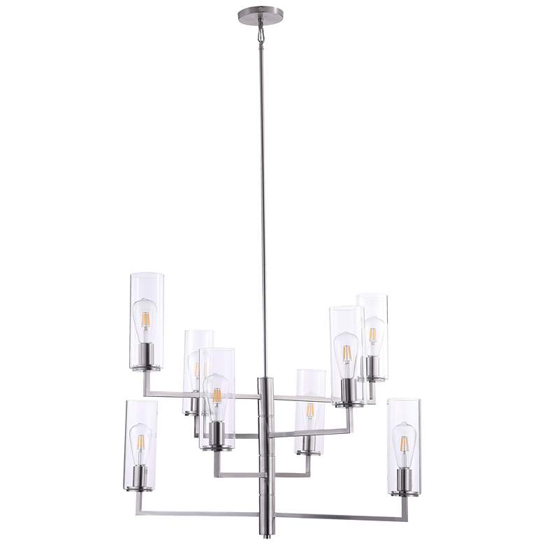 Image 1 Acacia 34 1/4 inch Wide Brushed Nickel 8-Light Chandelier