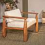 1_Acacia Wood and Crushed Velvet Arm Chair