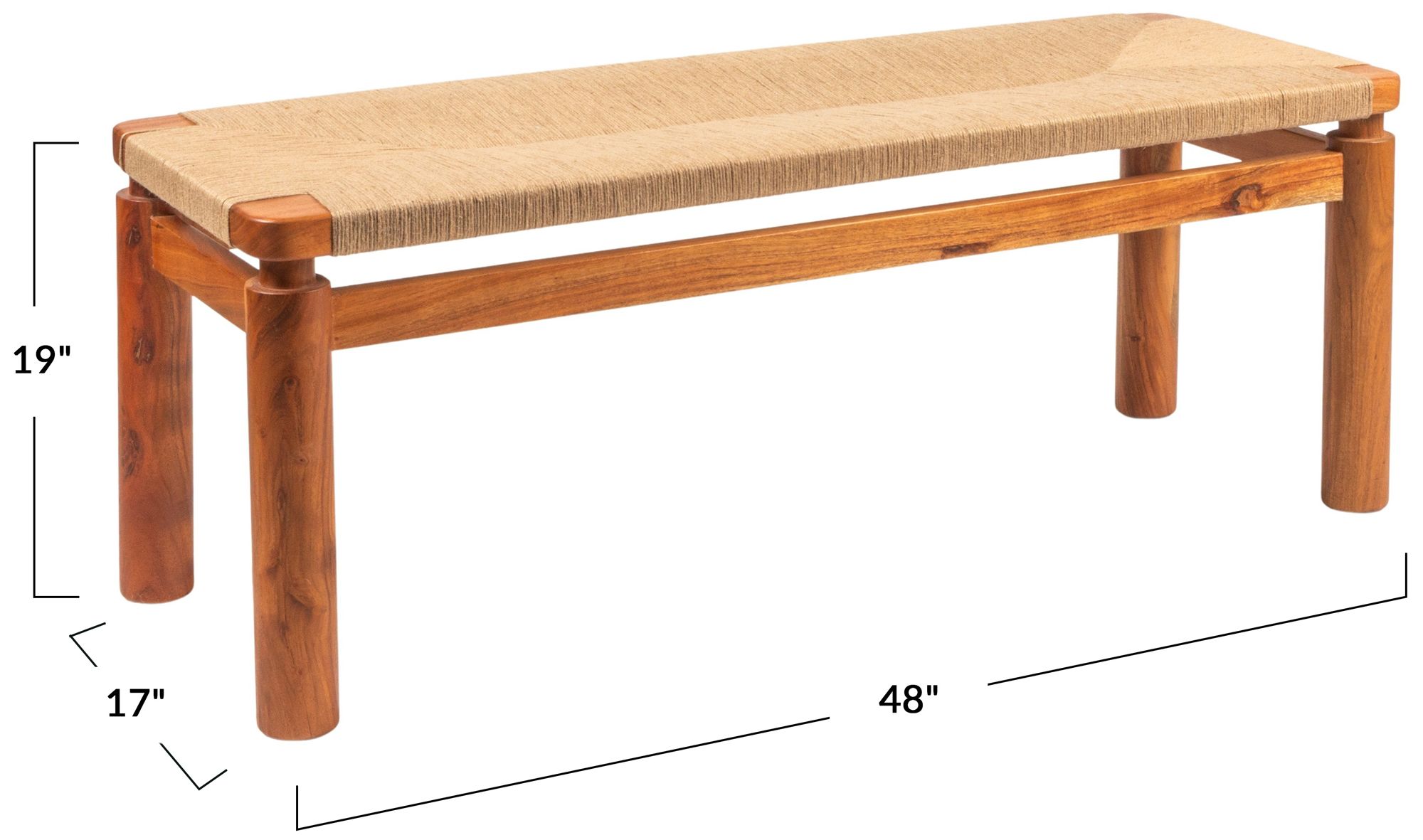 Image 3 Acacia Wood and Jute Bench, Natural more views