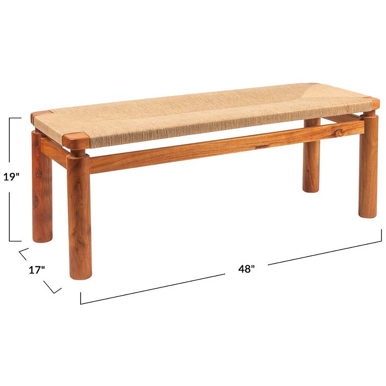 Image 3 Acacia Wood and Jute Bench, Natural more views