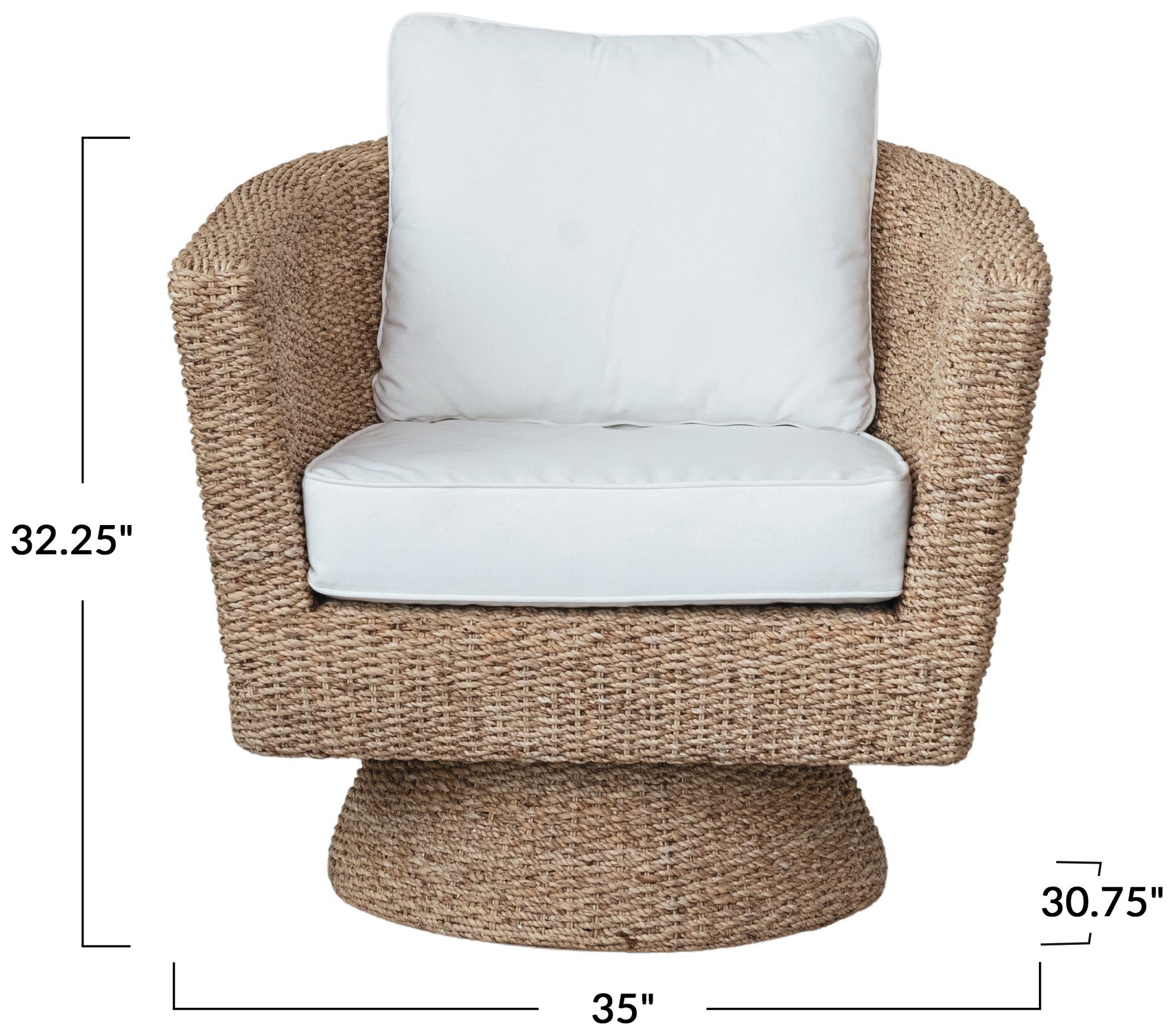 Image 2 Acacia Wood and Water Hyacinth Swivel Chair, Natural more views