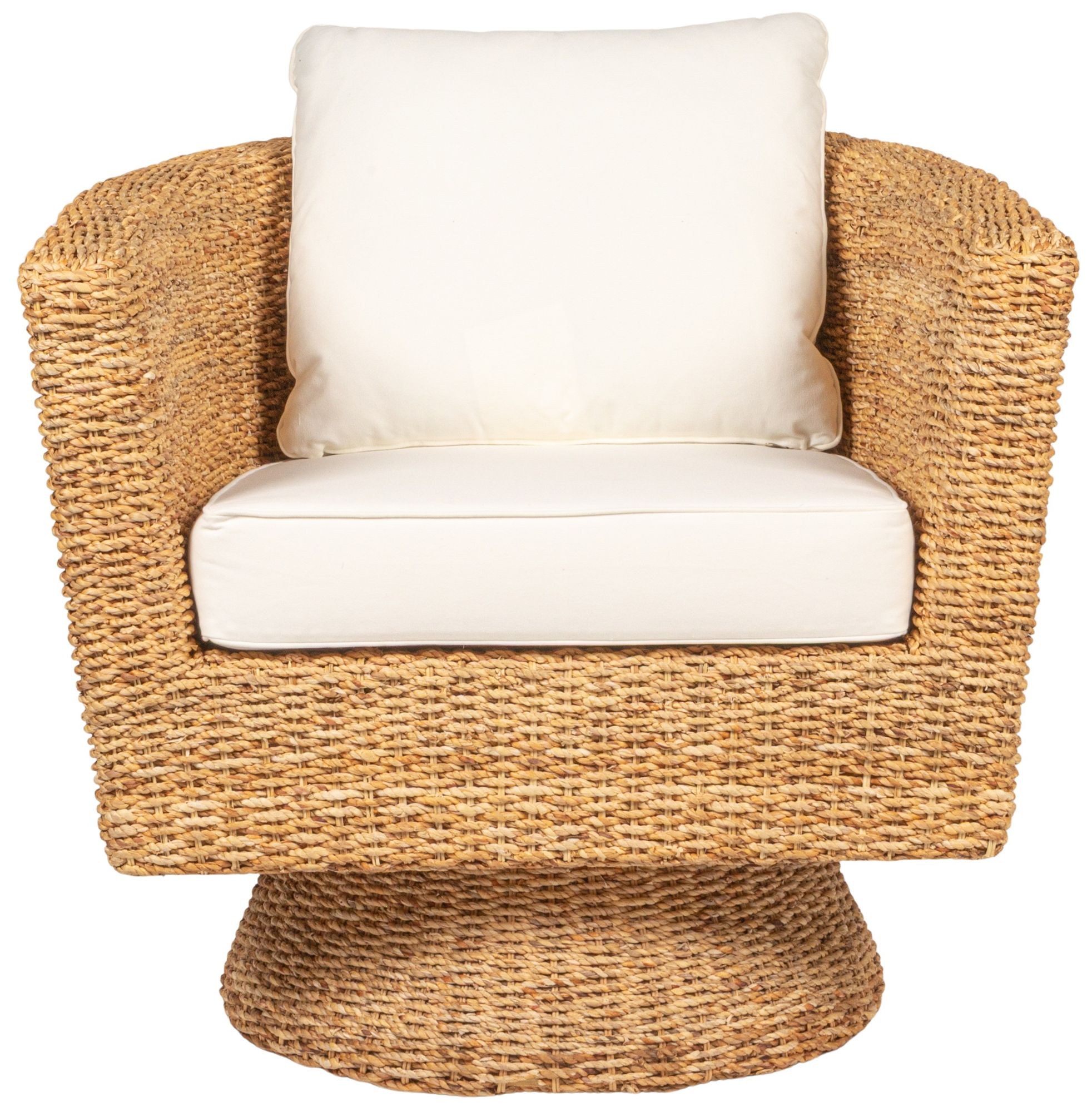 Image 7 Acacia Wood and Water Hyacinth Swivel Chair, Natural more views