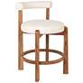 1_Acacia Wood & Boucle Counter Height Bar Chair