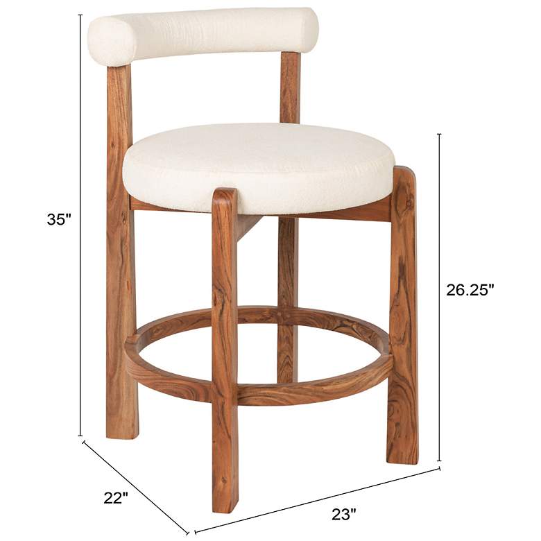 Image 2 Acacia Wood & Boucle Counter Height Bar Chair more views