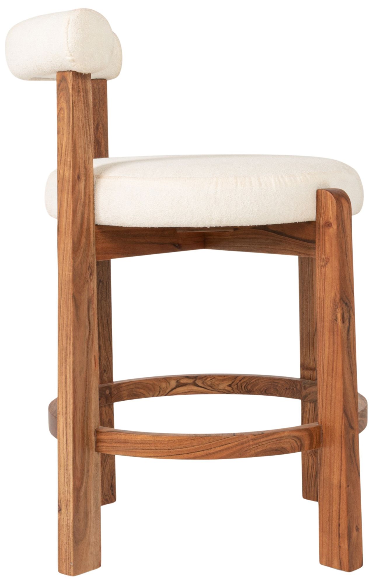 Image 3 Acacia Wood & Boucle Counter Height Bar Chair more views