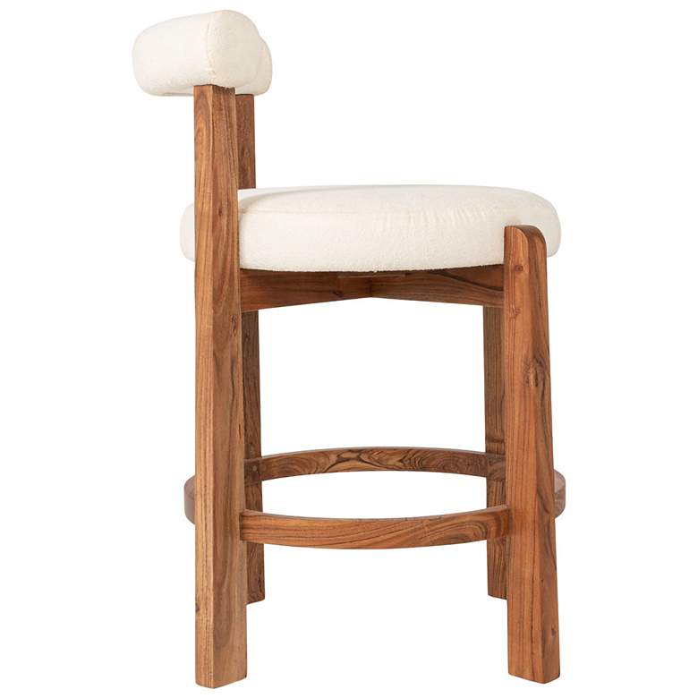 Image 3 Acacia Wood & Boucle Counter Height Bar Chair more views