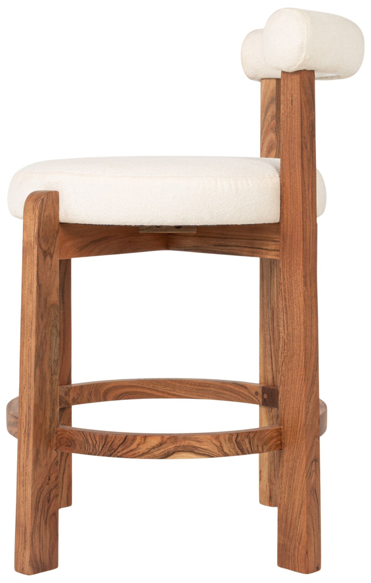 Image 6 Acacia Wood & Boucle Counter Height Bar Chair more views