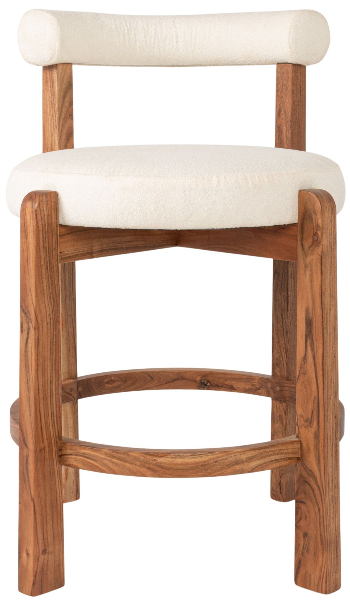 Acacia Wood & Boucle Counter Height Bar Chair