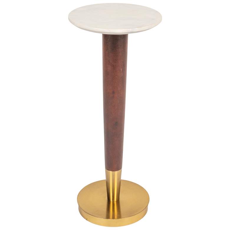 Image 2 Acacia Wood & Brass Martini Table with Marble Top
