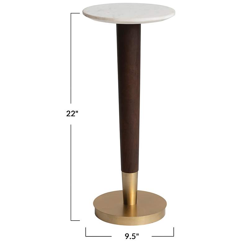 Image 3 Acacia Wood & Brass Martini Table with Marble Top more views