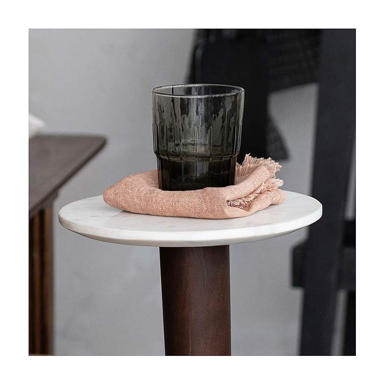 Image 4 Acacia Wood & Brass Martini Table with Marble Top more views