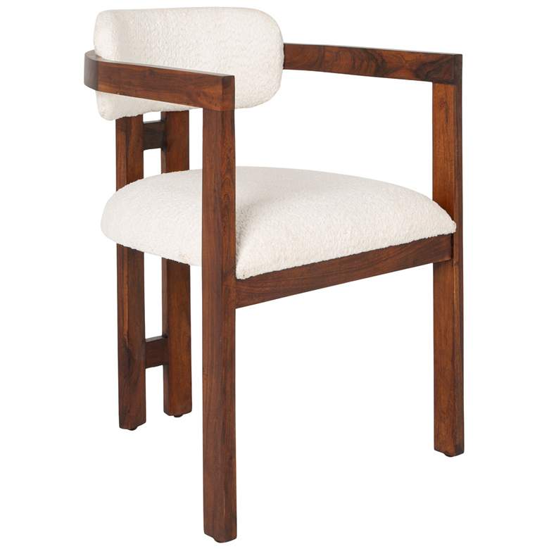 Image 1 Acacia Wood Dining Chair with Boucle
