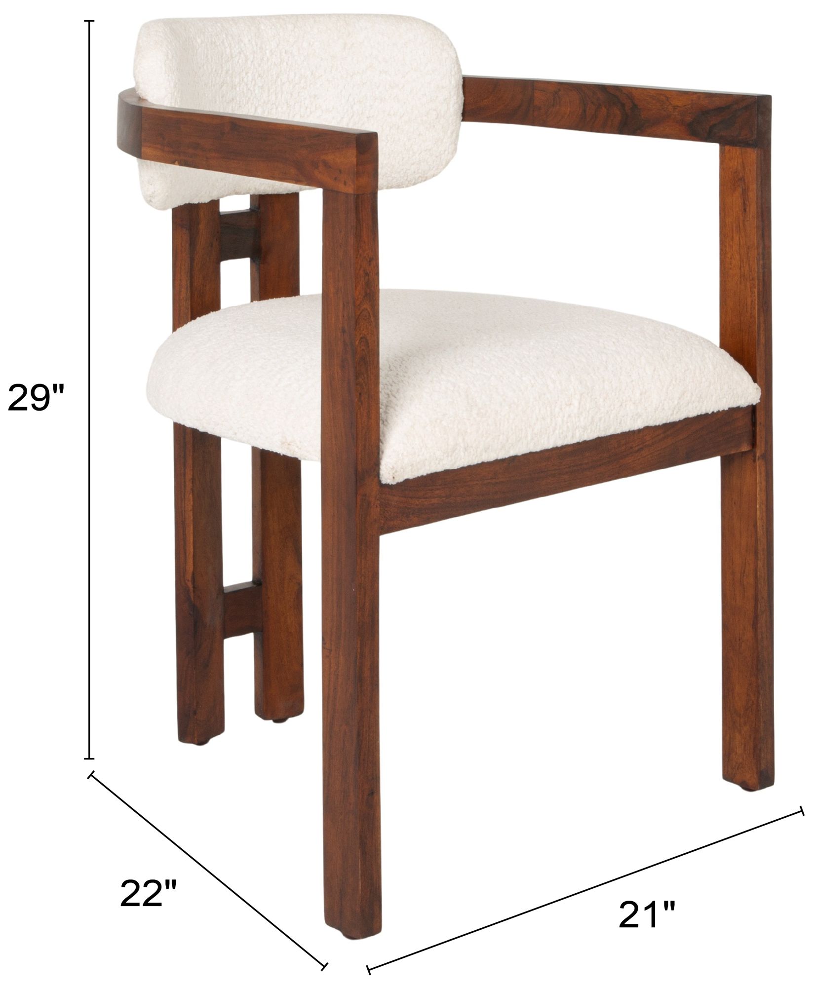 Image 2 Acacia Wood Dining Chair with Boucle more views