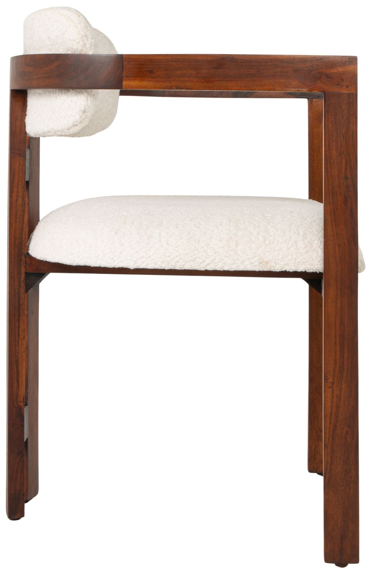 Acacia Wood Dining Chair with Boucle