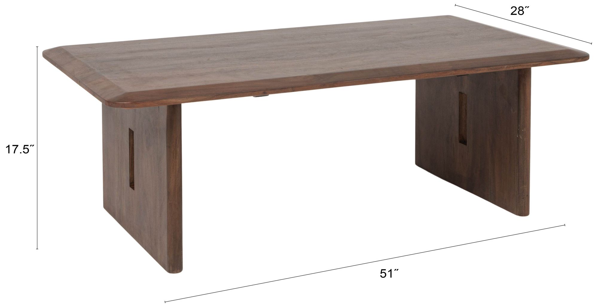 Image 4 Acacia Wood Rectangular Coffee Table, Walnut Finish more views