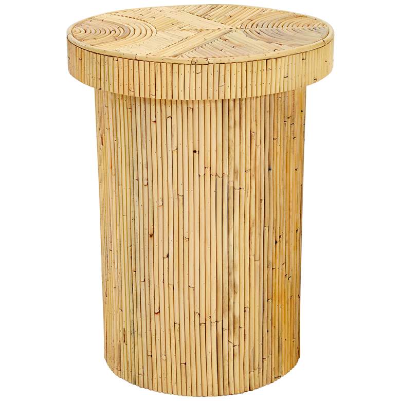 Image 1 Acadia 15 3/4 inch Wide Natural Rattan Wood Round Side Table