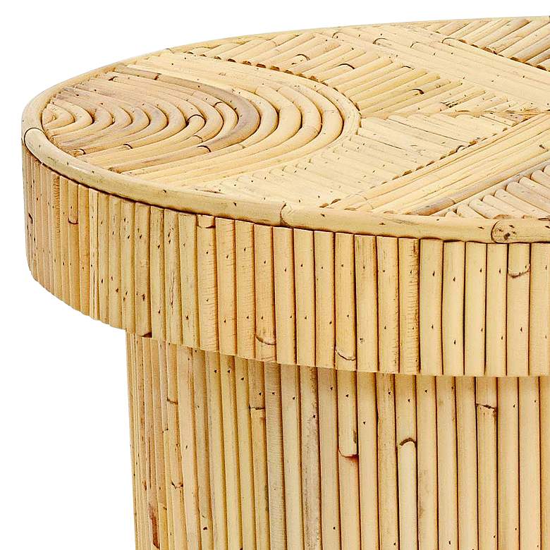 Image 2 Acadia 15 3/4" Wide Natural Rattan Wood Round Side Table more views