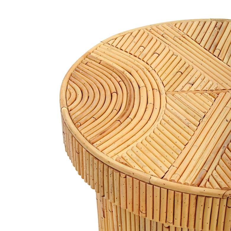 Image 4 Acadia 15 3/4" Wide Natural Rattan Wood Round Side Table more views