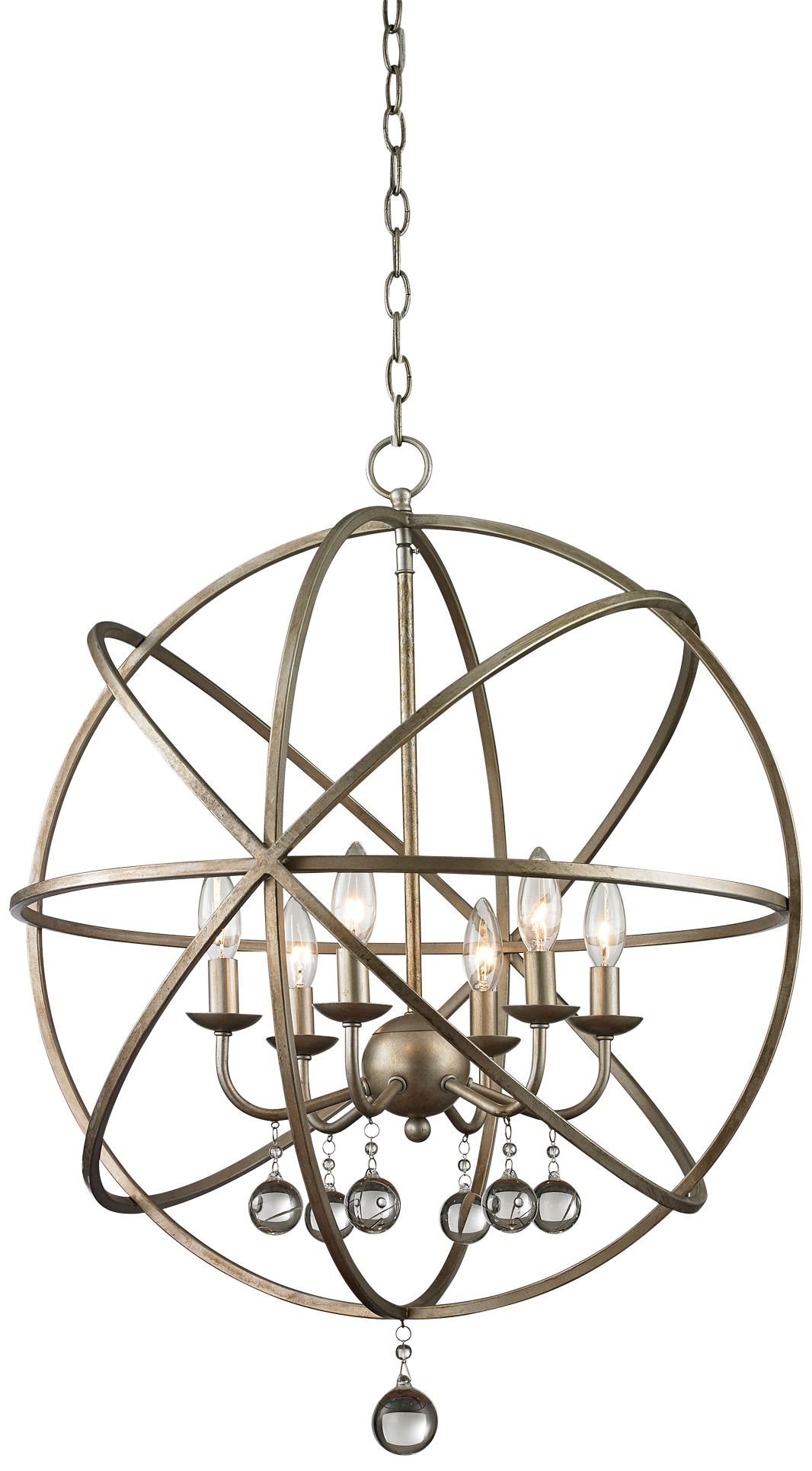 Acadia 24" Wide Antique Silver 6-Light Pendant