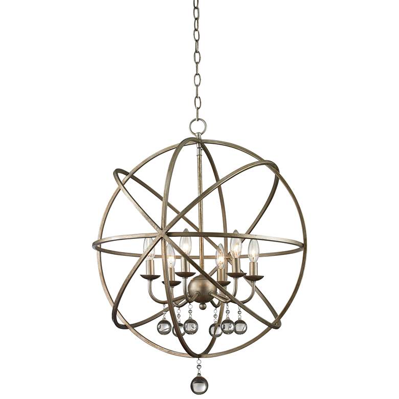 Image 2 Acadia 24 inch Wide Antique Silver 6-Light Pendant