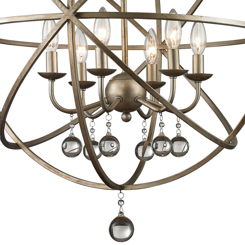 Image 3 Acadia 24" Wide Antique Silver 6-Light Pendant more views