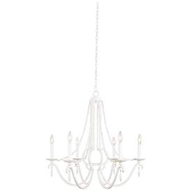 Image2 of Acadia 28" Wide Distressed White 6-Light Chandelier