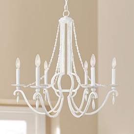 Image1 of Acadia 28" Wide Distressed White 6-Light Chandelier
