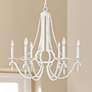 Acadia 28" Wide Distressed White 6-Light Chandelier