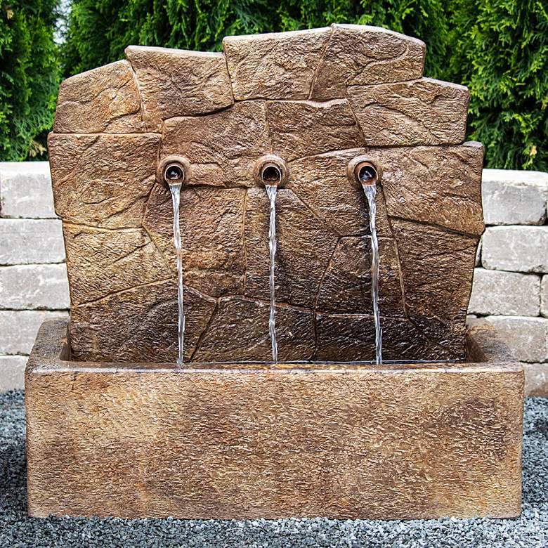 Image 1 Acadia 34" High Relic Lava LED Outdoor Wall Fountain