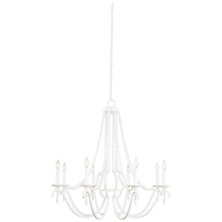 Image 1 Acadia 36" Wide Distressed White 8-Light Chandelier