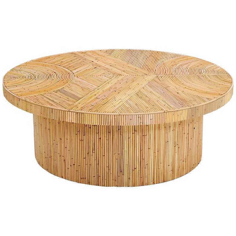 Image 1 Acadia 47 1/4" Wide Natural Rattan Wood Round Coffee Table