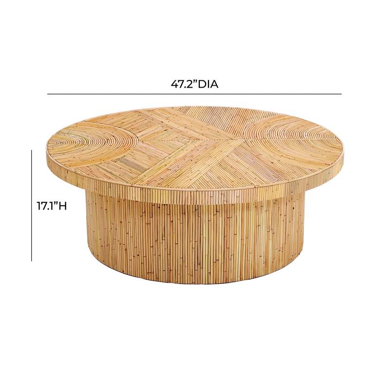 Image 7 Acadia 47 1/4" Wide Natural Rattan Wood Round Coffee Table more views