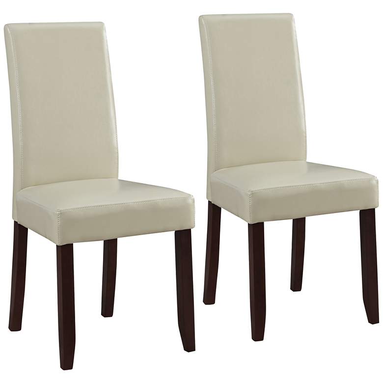 Image 1 Acadian Cream Faux Leather Parson Dining Chair Set of 2