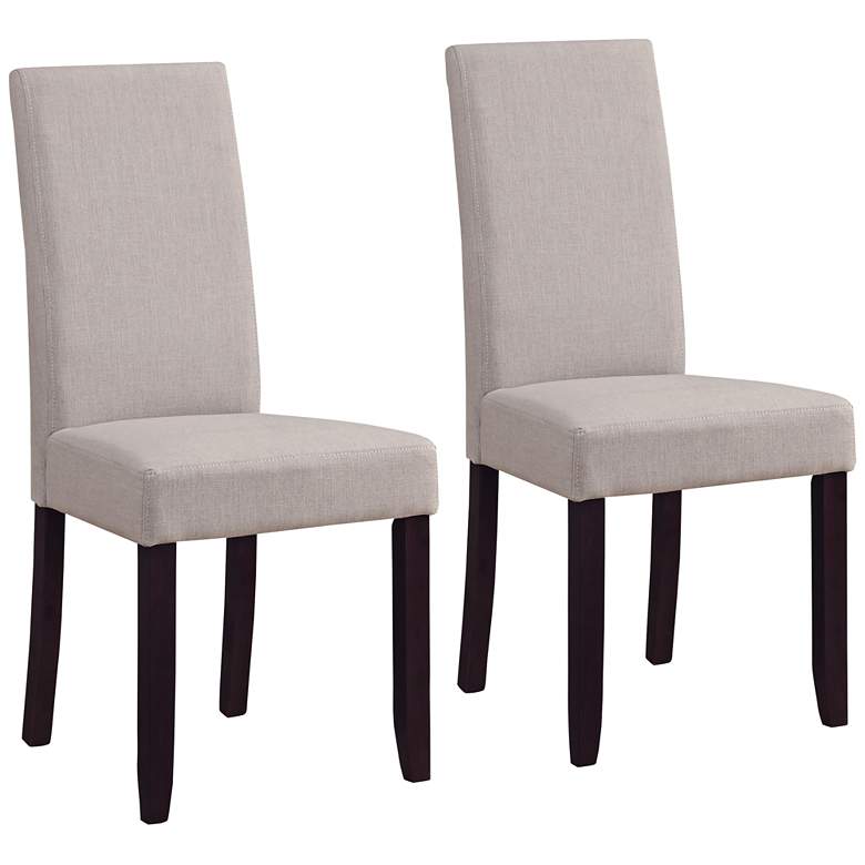 Image 1 Acadian Natural-Tone Fabric Java Parson Chair Set of 2