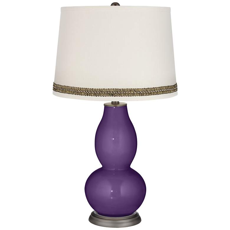 Image 1 Acai Double Gourd Table Lamp with Wave Braid Trim