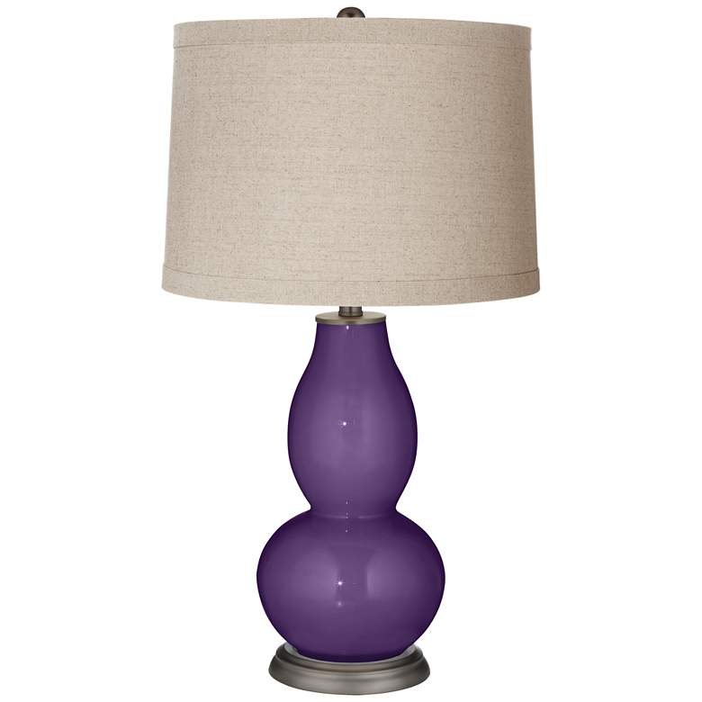Image 1 Acai Linen Drum Shade Double Gourd Table Lamp