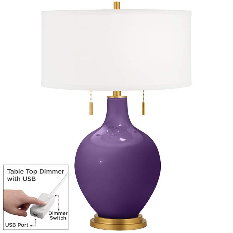 Image 1 Acai Toby Brass Accents Table Lamp with Dimmer