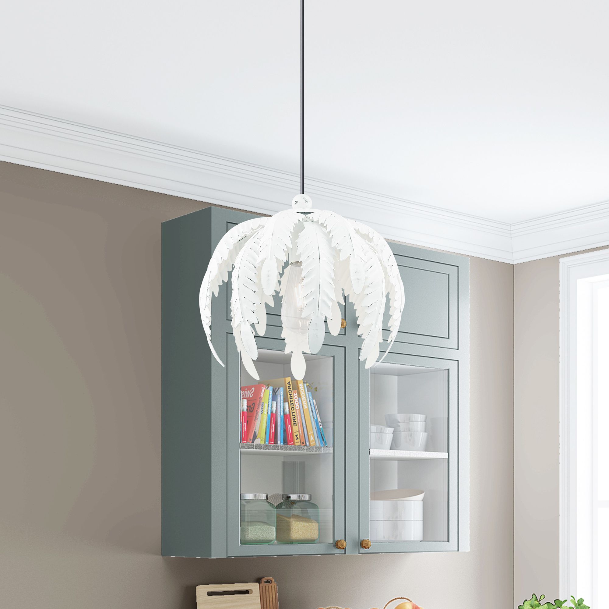 Acanthus 1 Light Antique White Mini Pendant