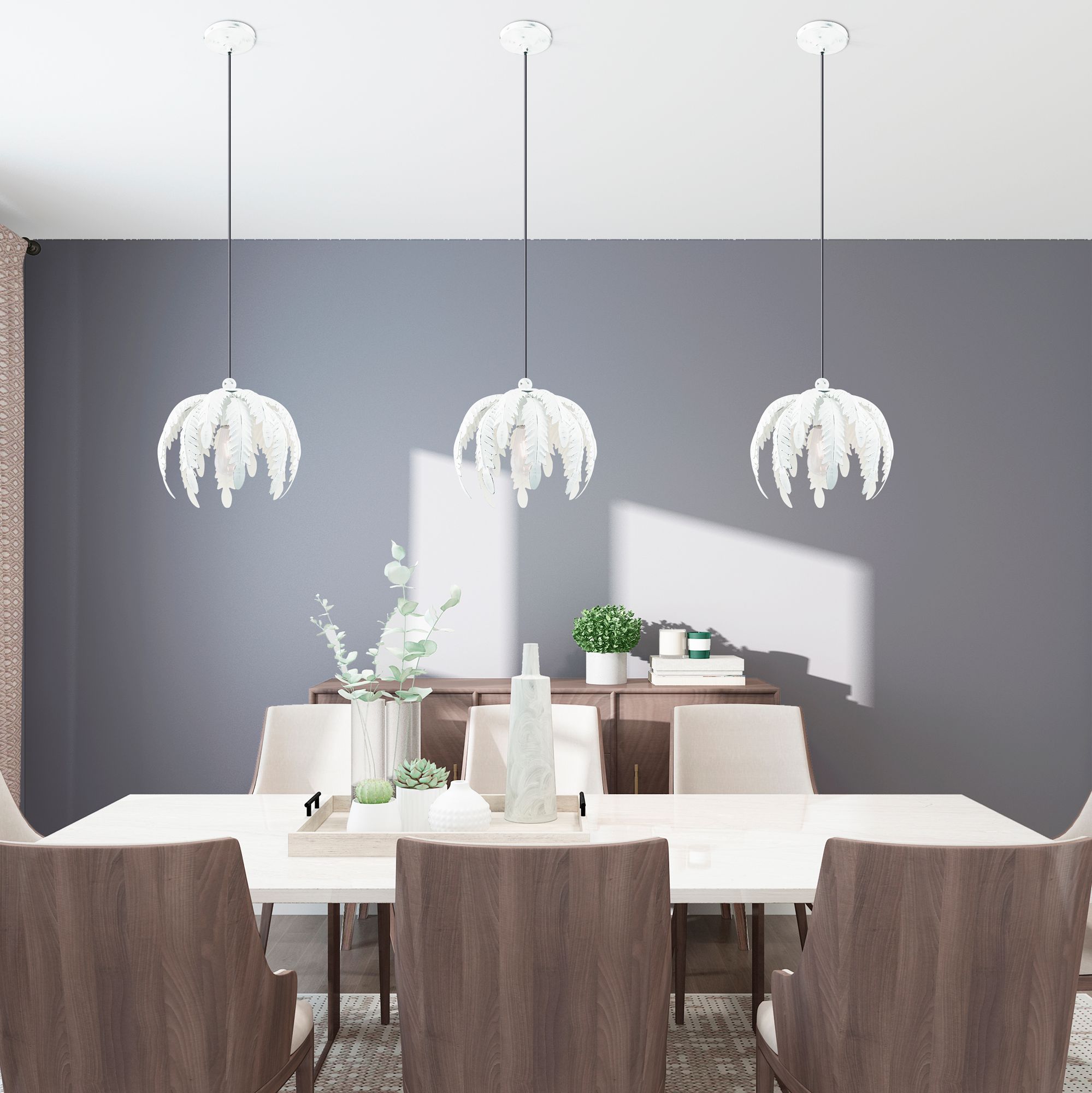 Acanthus 1 Light Antique White Mini Pendant