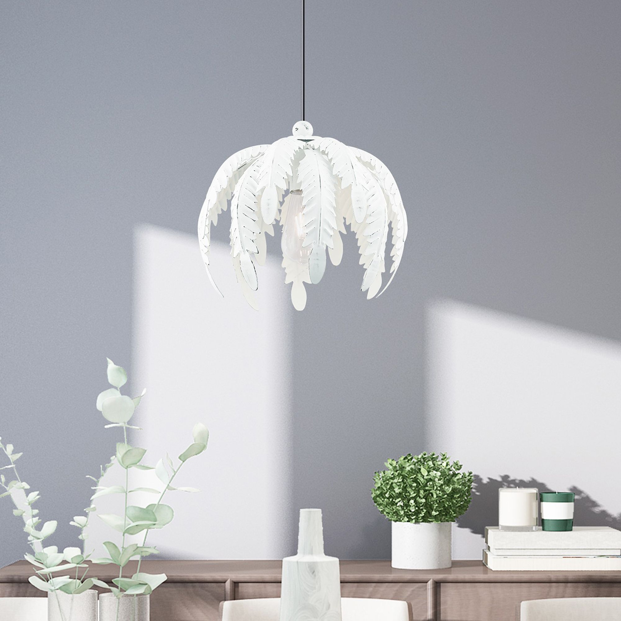 Acanthus 1 Light Antique White Mini Pendant