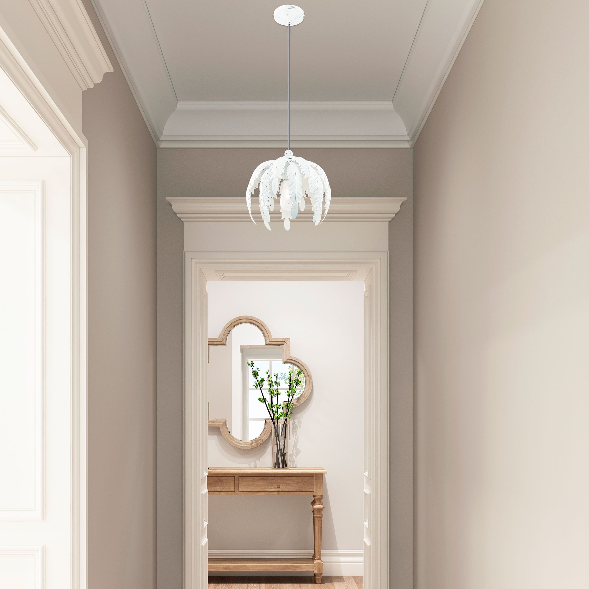 Acanthus 1 Light Antique White Mini Pendant