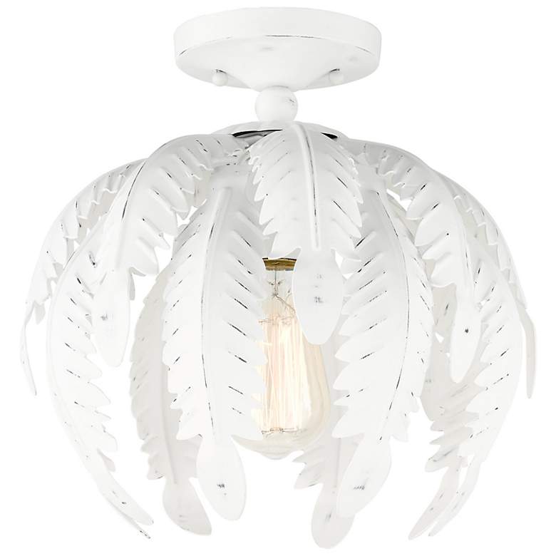 Image 2 Acanthus 12 3/4" Wide Distressed Antique White Ceiling Light