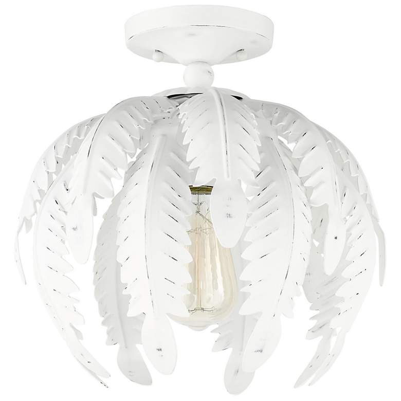 Image 4 Acanthus 12 3/4" Wide Distressed Antique White Ceiling Light more views