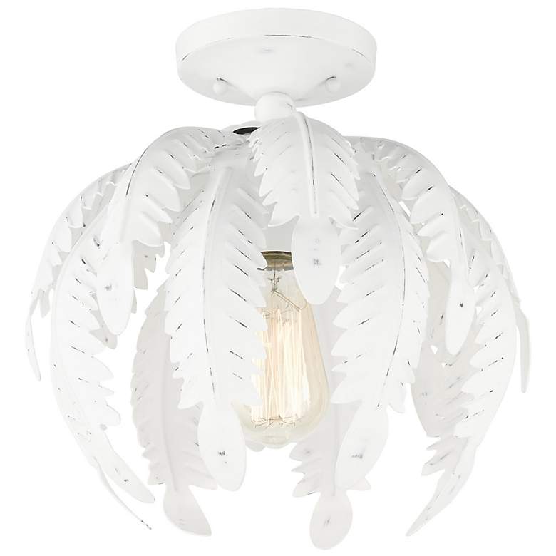Image 5 Acanthus 12 3/4" Wide Distressed Antique White Ceiling Light more views