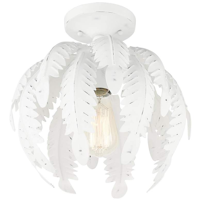 Image 6 Acanthus 12 3/4" Wide Distressed Antique White Ceiling Light more views