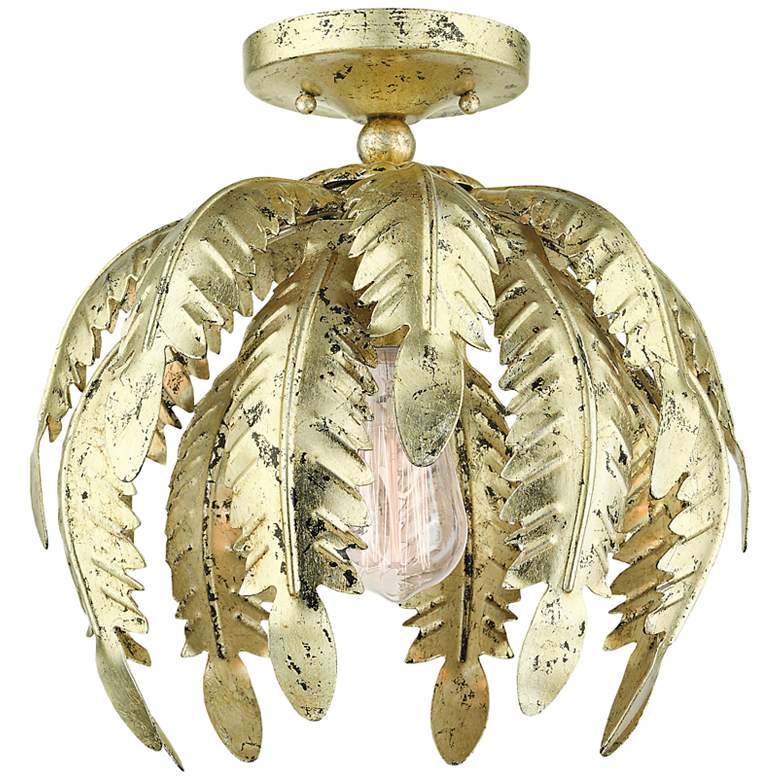 Image 3 Acanthus 12 3/4" Wide Distressed Winter Gold Ceiling Light
