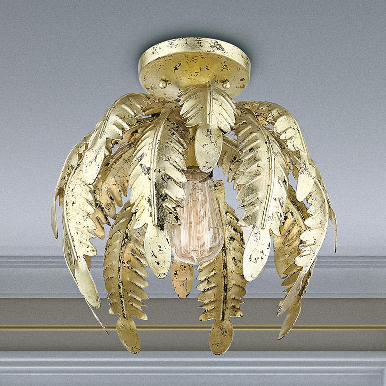 Image 2 Acanthus 12 3/4" Wide Distressed Winter Gold Ceiling Light