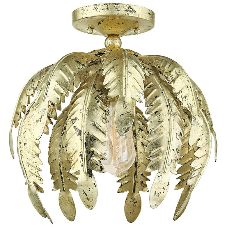 Image 6 Acanthus 12 3/4" Wide Distressed Winter Gold Ceiling Light more views